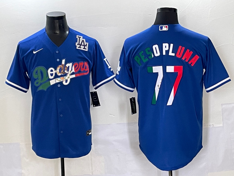 Men 2025 Los Angeles  Dodgers #77 Pesopluma  Blue Nike MLB Jersey style 002
